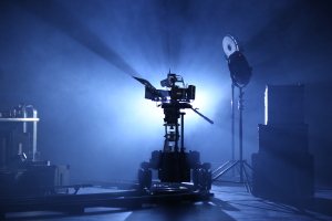 A camera set up on a jib