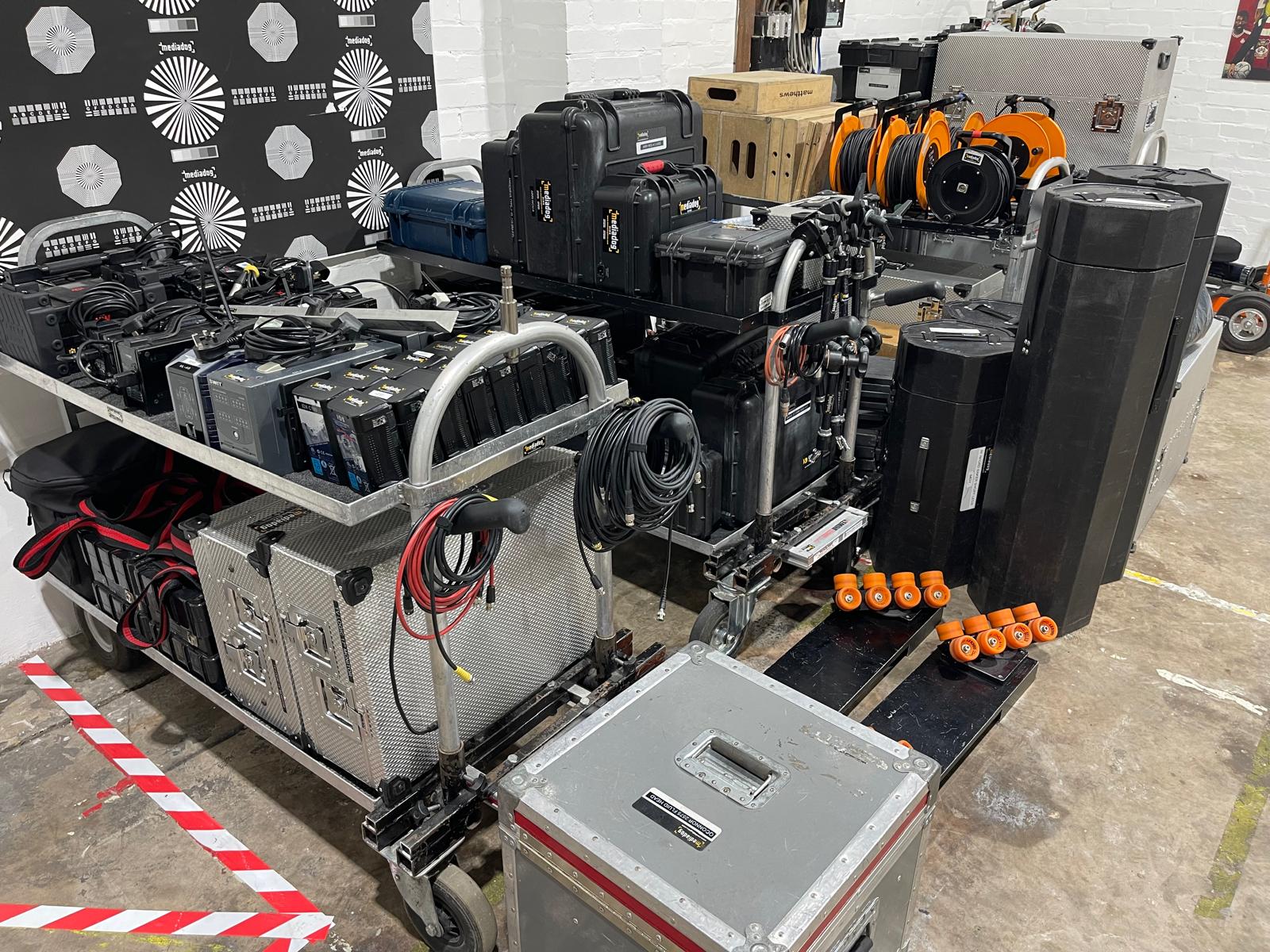 Magliner of prepped equipment for a drama